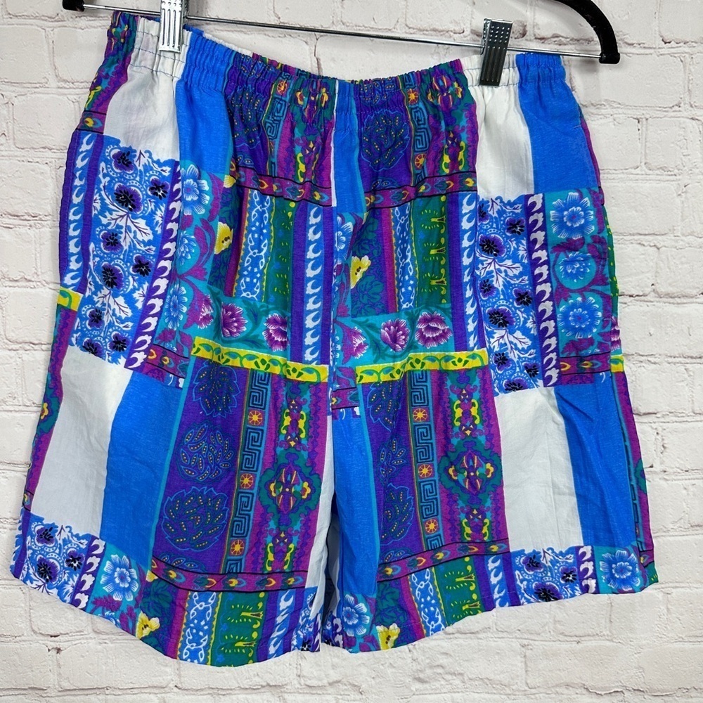 Vintage 80s MTO Surf Board Shorts Swim Trunks Sail Patchwork Wind Sz M Nylon‎